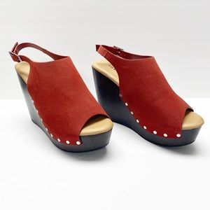 Torrid Wood and Suede Wedge Platforms